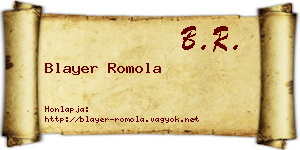 Blayer Romola névjegykártya